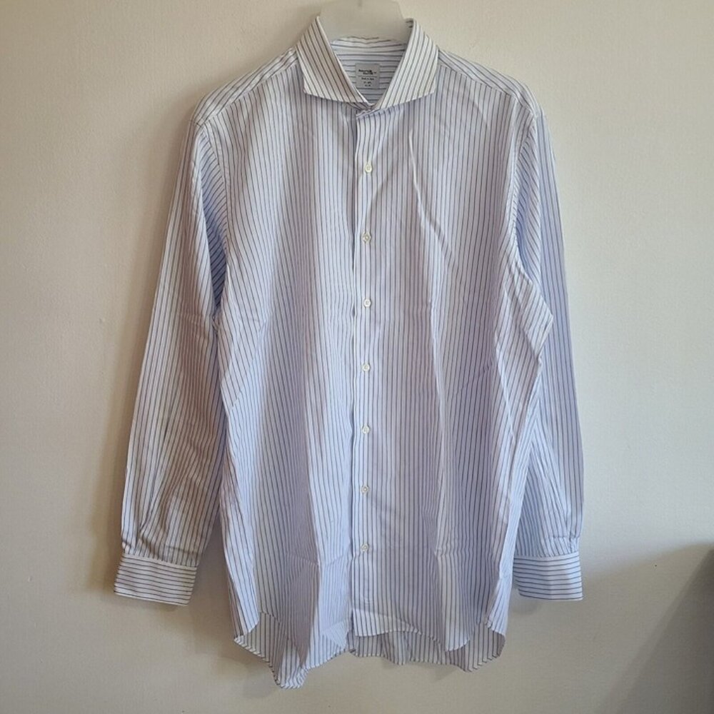 NWOT Makers Shirt Liberty Men's 17-36.5 Cotton Blue & White Button Down Japan